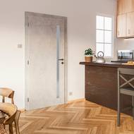 Dveře Gabreta se šedým CPL povrchem vynikají atypickým prosklením, které může být zaoblené či rovné. 