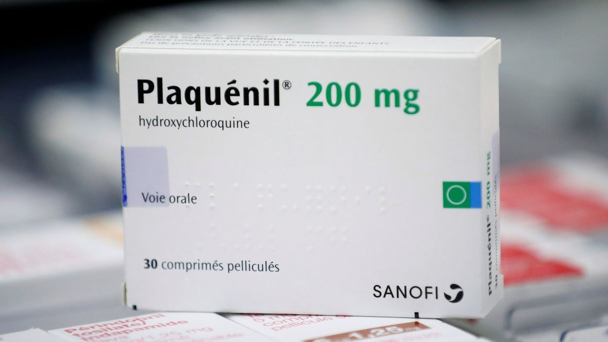 Krabička antimalarika Plaquénil, jehož účinnou látkou je hydroxychlorochin 