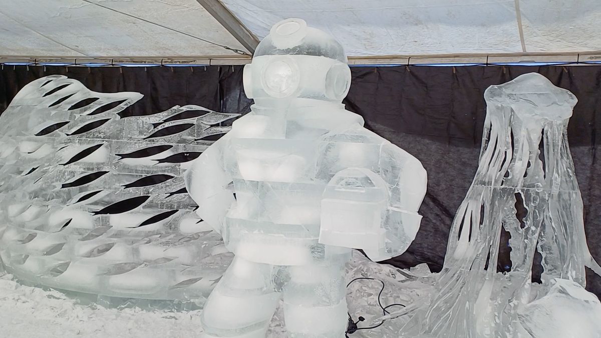 Na Pustevnách vyrůstají ledové sochy. Mráz umělcům vyhovuje, tvoří detaily