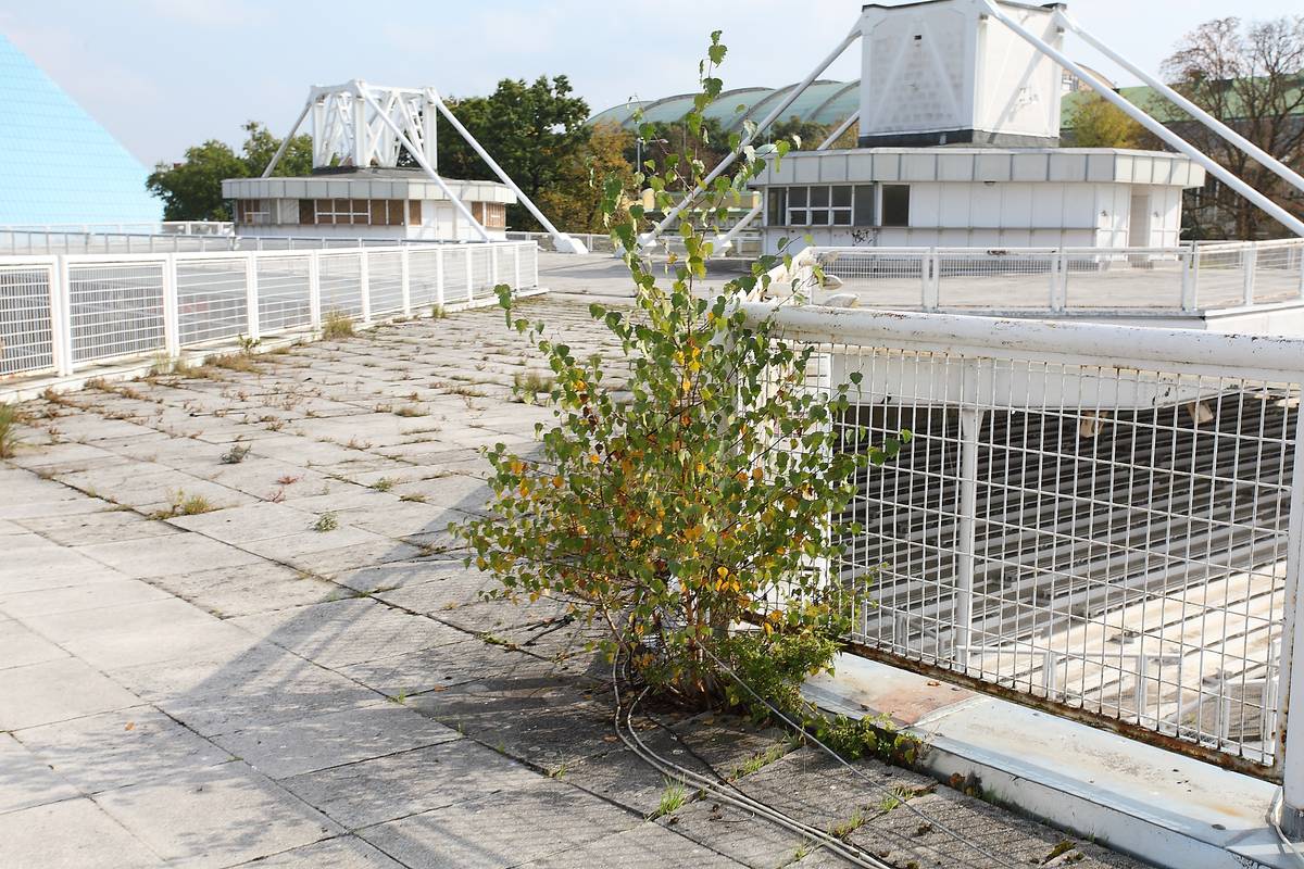 Původní stav střech Křižíkových pavilonů před rekonstrukcí.