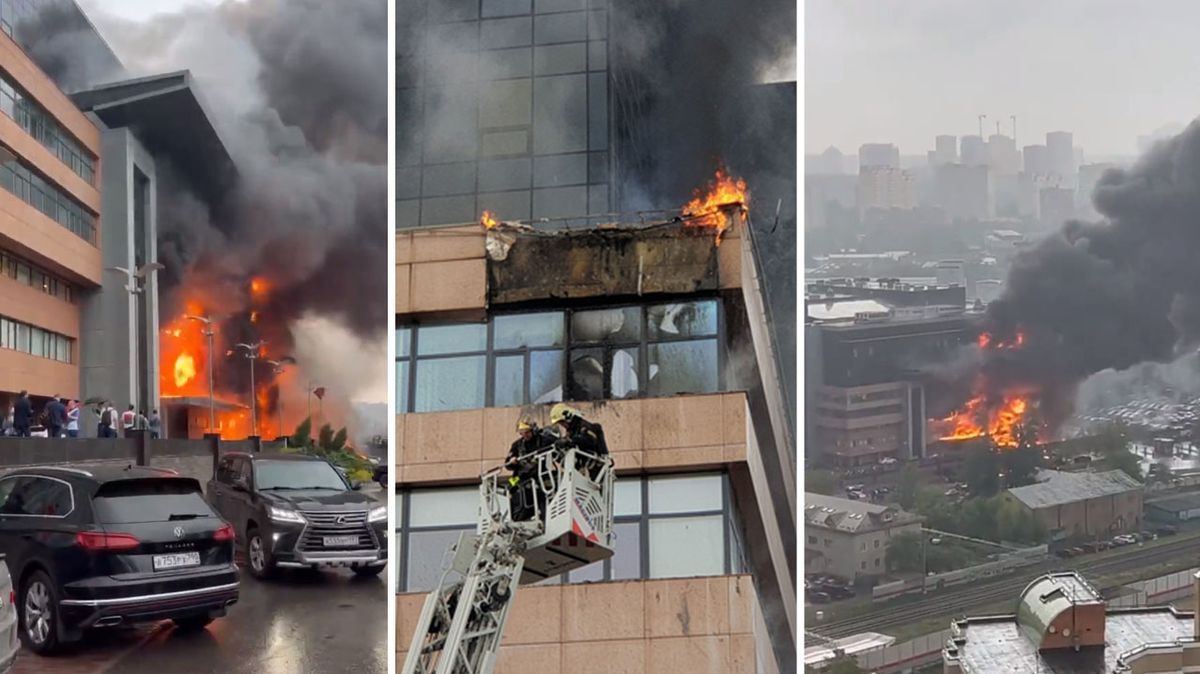 Obchodní centrum v Moskvě zachvátil rozsáhlý požár