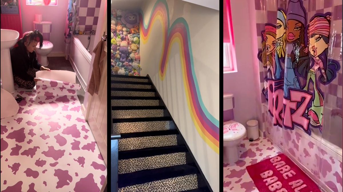 Růžové LED pásky, panenky, plyšoví pokémoni a duha nad schody, tak vypadá dům matky tří dětí