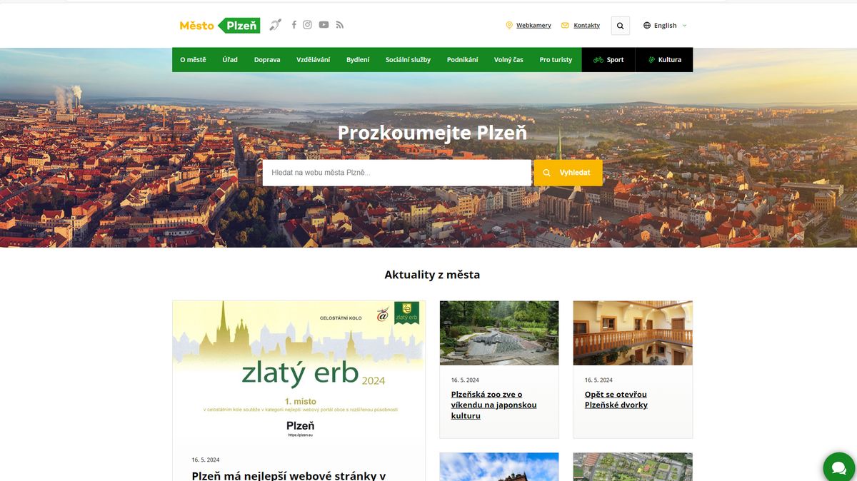 Nejlepší obecní web v Česku má Plzeň