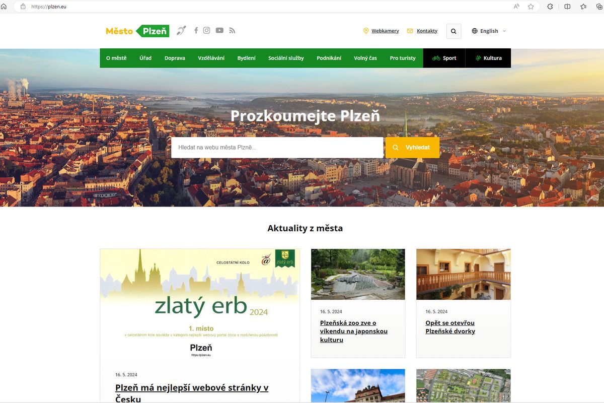 Nejlepší obecní web v Česku má Plzeň