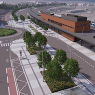 Vizualizace železniční stanice Jihlava město a centrálního dopravního terminálu.