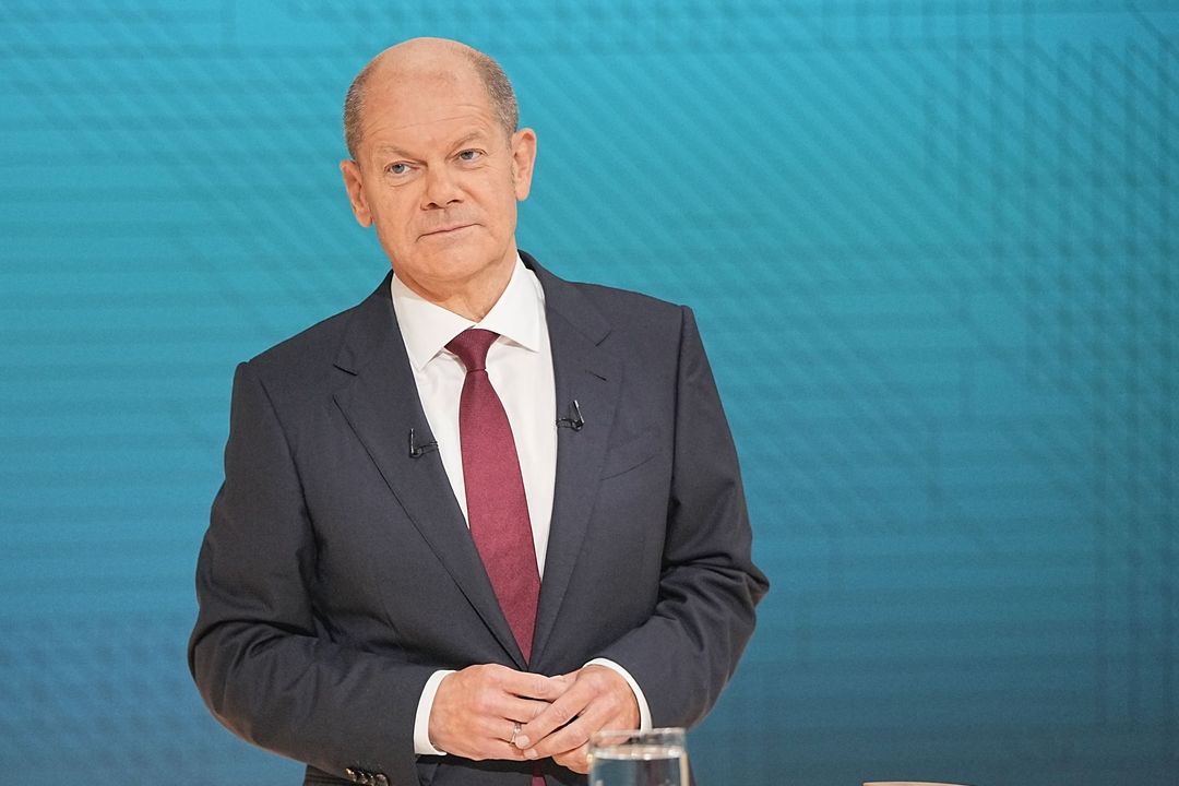 Olaf Scholz z SPD před televizní debatou 