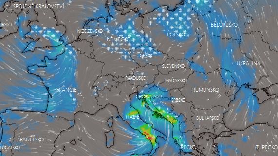 Jih Evropy zasáhne „vodní bomba” a orkán, sever zasypou přívaly sněhu