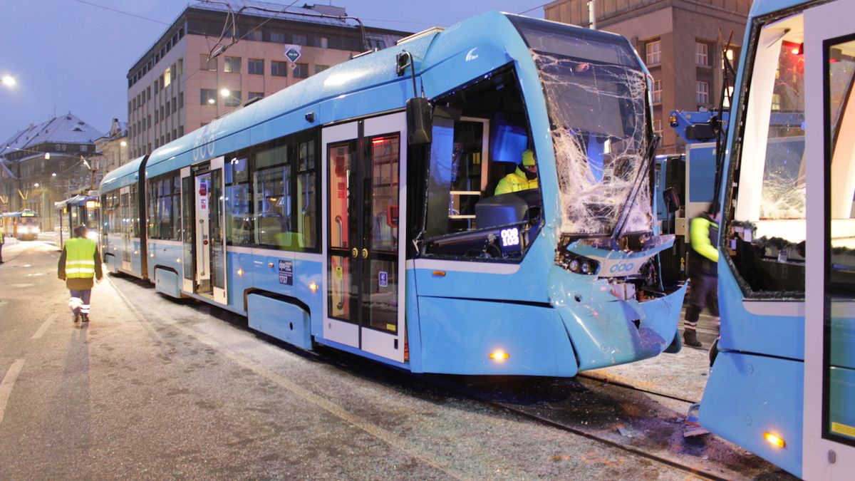Nehoda dvou tramvají v Ostravě