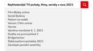 Nejhledanější TV pořady, filmy, seriály v roce 2021