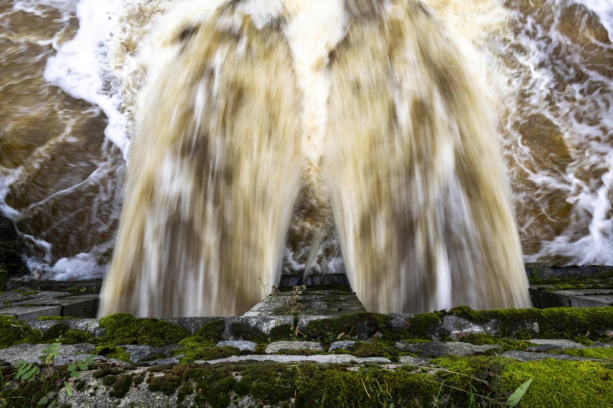 Výpust rybníka je plně otevřená.