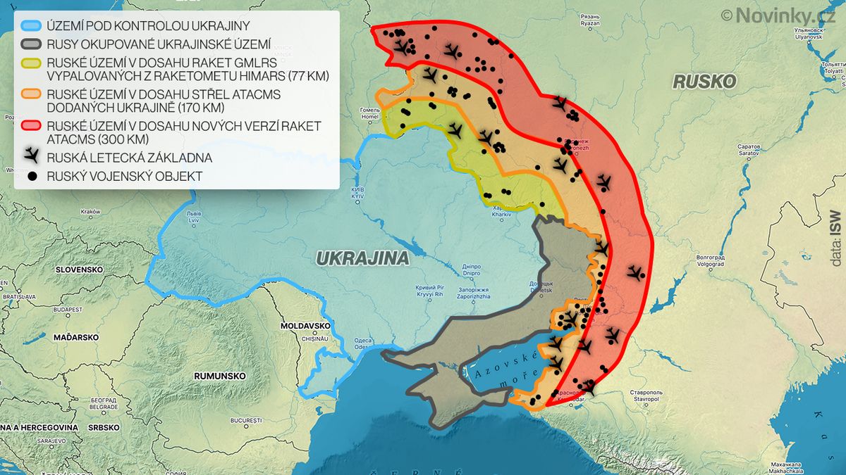 Ukrajinci nové střely dalekého dosahu potřebují