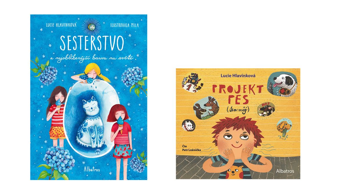 Knihy od Lucie Hlavinkové: Sesterstvo a nejoblíbenější barva na světě; Projekt pes (ten můj) (audiokniha pro děti)