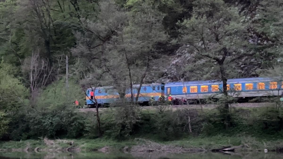 Vlak EuroCity z Mnichova do Prahy narazil u Karlštejna do stromu a zablokoval trať
