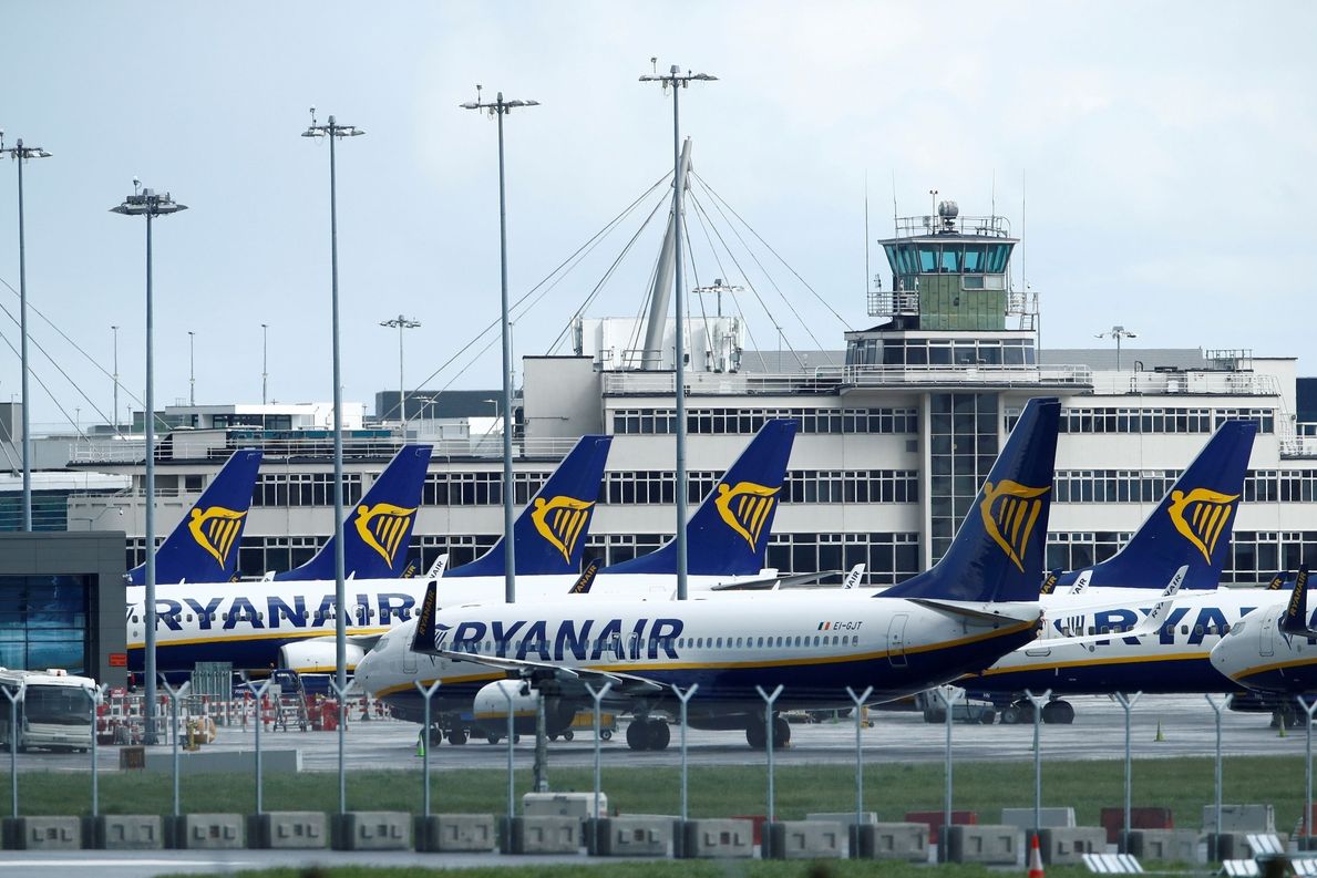 Letadla společnosti Ryanair na letišti v Dublinu. Ilustrační foto