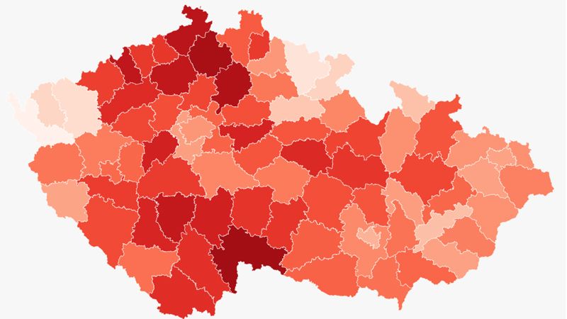 Koronavirová mapa: Nejpostiženější je Jindřichohradecko