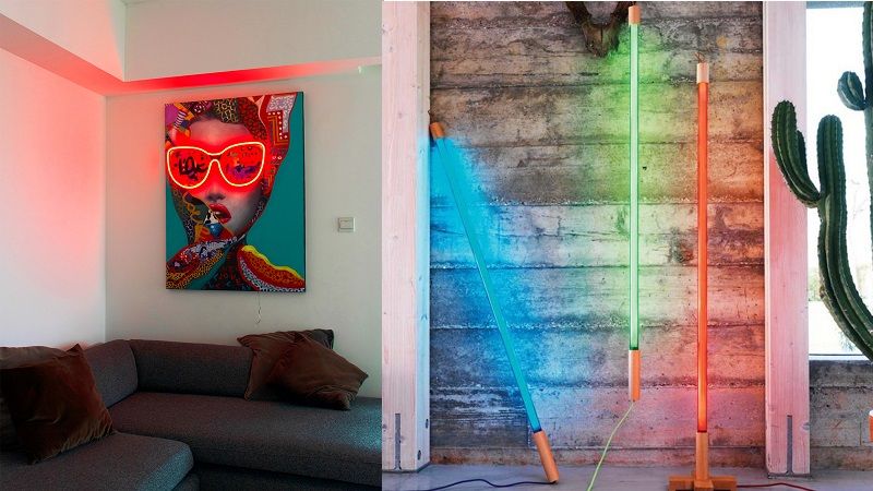Neonové barvy, osvětlení a nápisy dodají interiéru mladistvého ducha