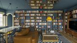 V modrém bytě mají knihy i na stropě