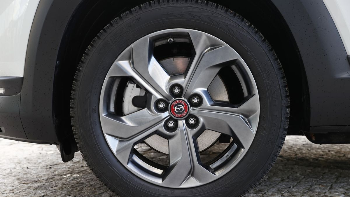 Bočnice pneumatik nejsou nízké, a přesto je podvozek tvrdý. Všimněte si také středové pokličky oznamující výročí - takové plaketky jsou vyražené i v hlavových opěrkách či vylisované na klíči.