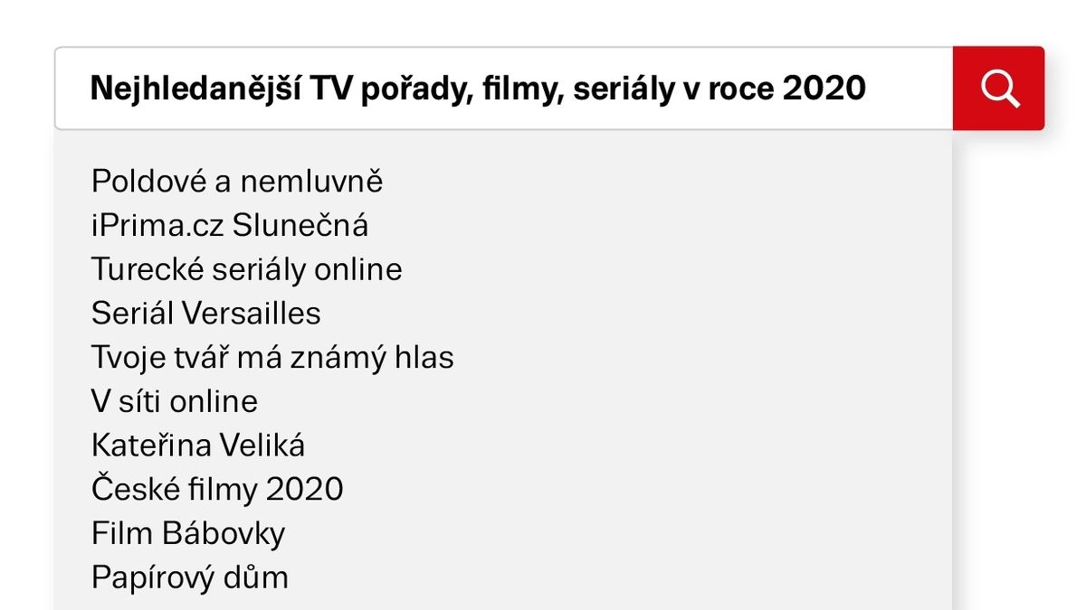 Přehled nejhledanějších TV pořadů, filmů a seriálů v roce 2020