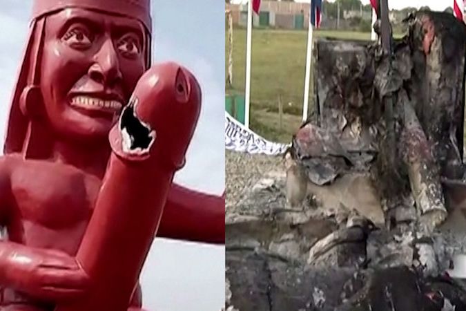 BEZ KOMENTÁŘE: Sochu s obřím penisem nejdřív poničili vandalové, teď ji někdo podpálil