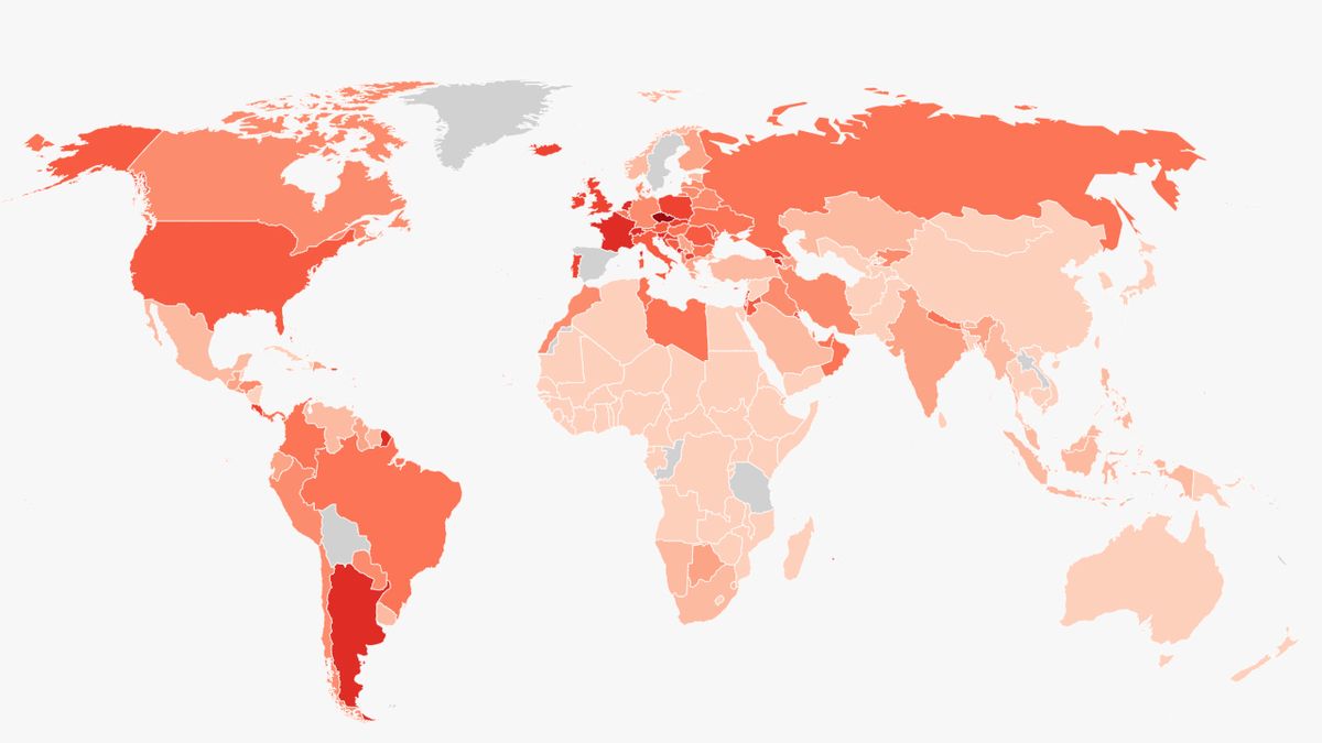 Česko je černá tečka na koronavirové mapě světa
