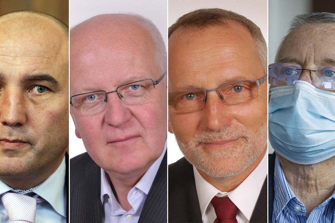 Zleva Zdeněk Kabátek, Jindřich Florián, Zdeněk Fink a Pavel Březovský