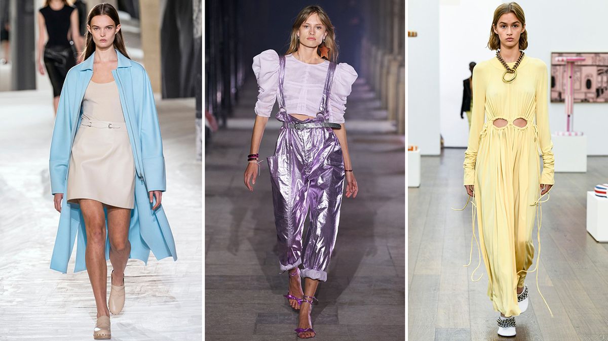 Zleva přehlídky značky Hermès, Isabel Marant, Victoria Beckham