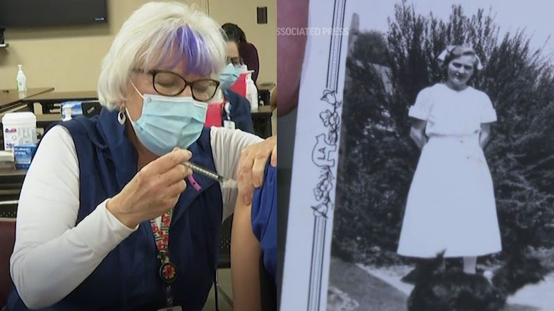 Zdravotní sestra pomáhá při covidu, stejně jako její matka během epidemie španělské chřipky