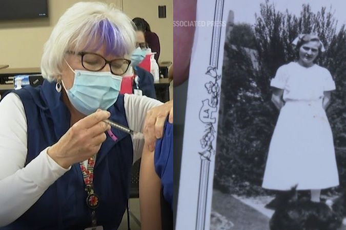 76letá zdravotní sestra pomáhá při koronavirové pandemii, její matka byla sestrou během pandemie španělské chřipky