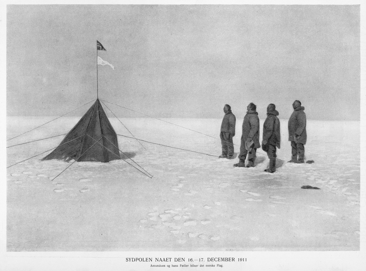 Norwegian Flag Roald Amundsen and Helmer Hanssen Photo 1911 South Pole