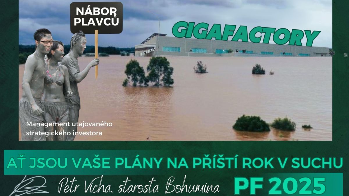 Bohumínský starosta si v novoročence dělá legraci z Korejců, gigafactory i povodní