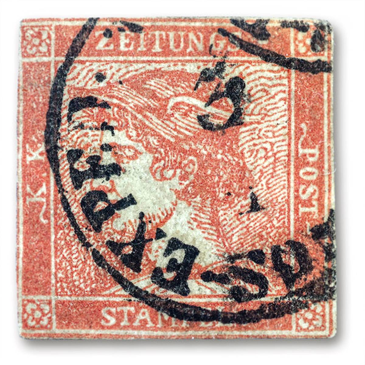 Rumělkový Merkur je nejslavnější a nejcennější známka na našem území. Do českého vlastnictví se ji podařilo dostat až po desítkách let poté, co se ji koupil od rakouského majitele Zdeněk Matějovský letos na jaře. Její odhadovaná cena je 10 milionů korun.