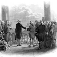Inaugurace prvního prezidenta USA George Washingtona.