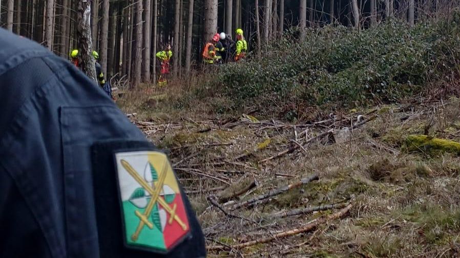 Paraglidistka na Klatovsku uvázla ve větvích smrku. Z patnácti metrů ji vysvobodili hasiči