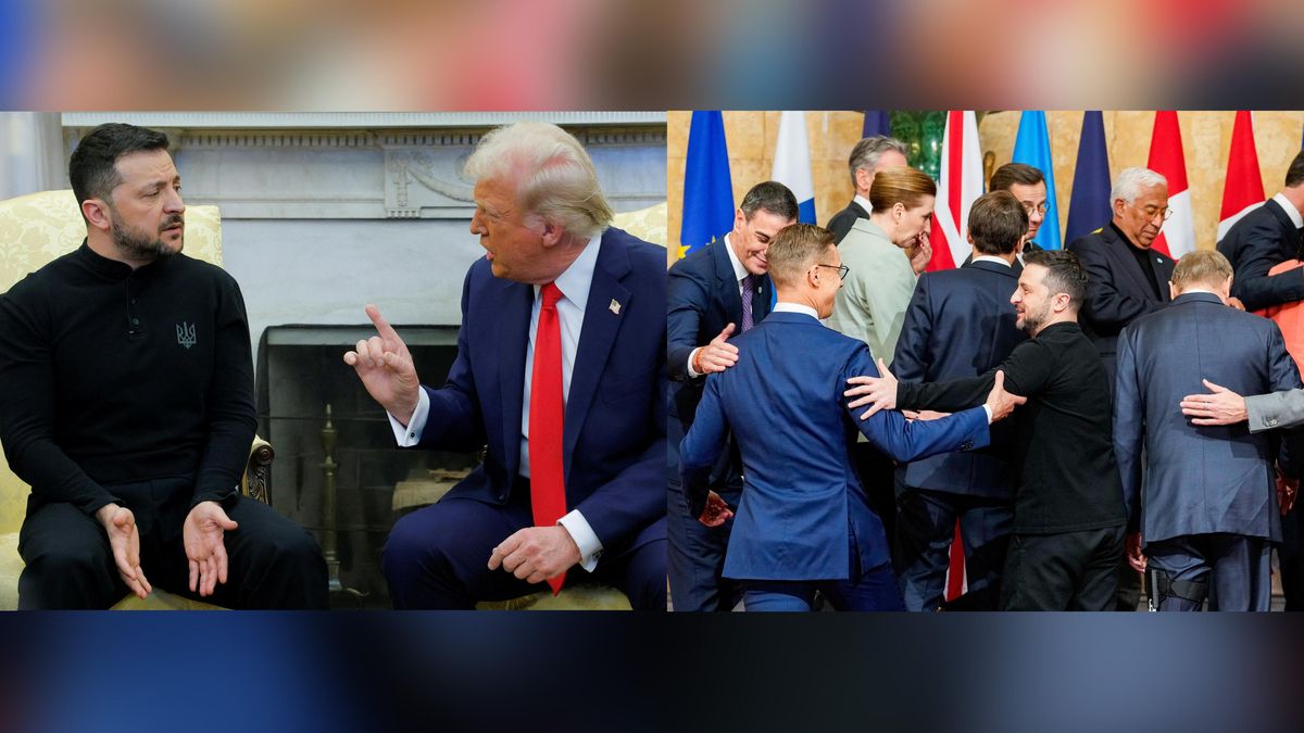 FOTO: Vřelá objetí v Londýně a zdvižený prst ve Washingtonu. Jak Zelenského přijali evropští lídři