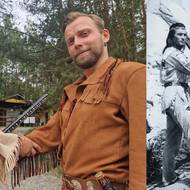Srovnávací fotky; vevo Vinnetou a Old Shatterhand z boskovického westernového městečka Michal Bednář a Martin Veselý a vpravo Pierre Brice a Lex Barker. 