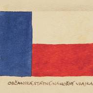 Návrhy státní vlajky a vojenského praporu od Jaroslava Bendy. Stejně jako jeho kolegové ve svých akvarelech používal trikolóru z červené, bílé a modré. Tento konkrétní návrh se dokonce blíží tomu vítěznému od Kursy, akorát místo klínu autor použil vertikální modrý pruh.