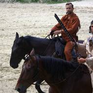 Vinnetou (Michal Bednář) a Old Shatterhand (Martin Veselý) z Westernového městečka v Boskovicích.