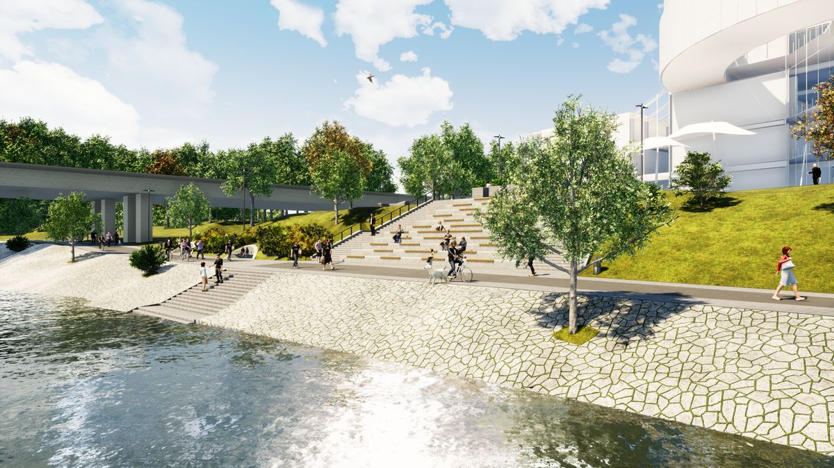 V historickém centru Ostravy pokračuje proměna nábřeží řeky Ostravice