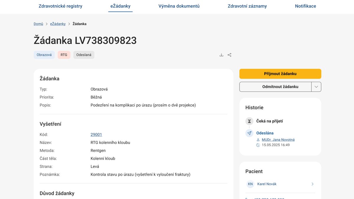 Žádanky na vyšetření i zdravotní záznamy najdou lidé z mobilu. Ministerstvo ukázalo návrhy