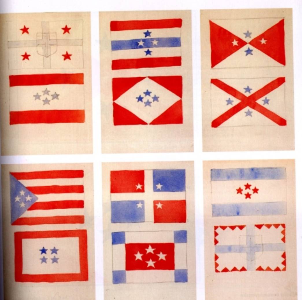 Jedním z aspirantů na autora československé vlajky byl grafik a typograf Vojtěch Preissig. Tyto návrhy vznikly poté, co se „umělci v Uměleckém sboru Památníku odboje
v květnu 1919 rozhodli, že iniciativně vypracují návrhy na státní vlajku a vojenské prapory. Preissig byl v té době ještě v Americe a poštou zaslal třináct zajímavých řešení československé vlajky,“ popisuje Aleš Brožek ve zpravodaji České vexiologické společnosti. Můžeme vidět různé verze, ve kterých se objevují čtyři hvězdy a různé použití červených a bílých pruhů či klínů.