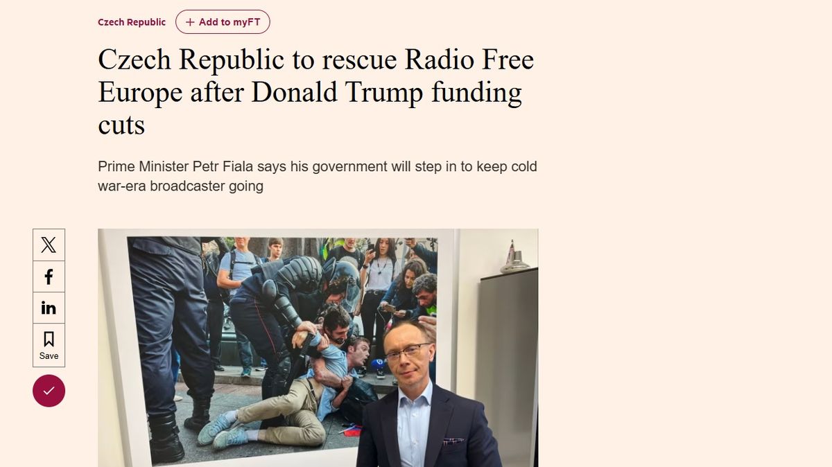 Česká republika zachraňuje Rádio Svobodná Evropa, píše FT