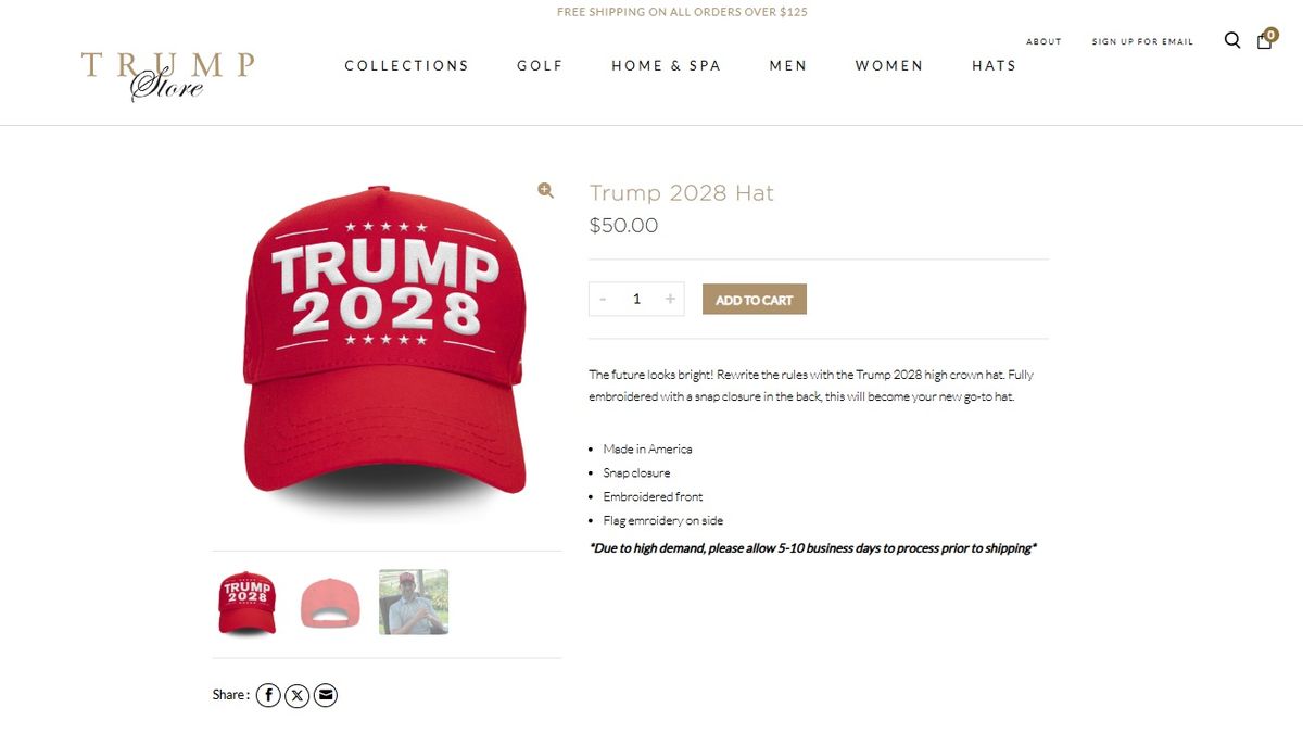 Přepište pravidla. Americký prezident už prodává čepice Trump 2028