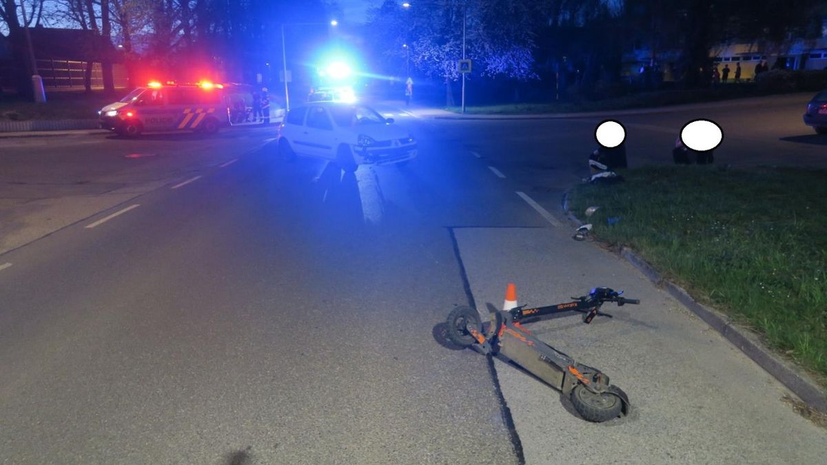 Opilec na elektrokoloběžce nedal ve Vodňanech přednost autu. Letěl pro něj vrtulník