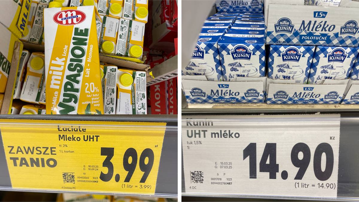 Litr nejlevnějšího mléka se dá koupit v Polsku v přepočtu za 24,40 Kč. Česko jasně vítězí.