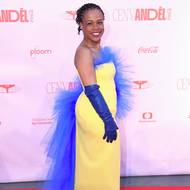 Nejbarevnější róbou večera vyhlašujeme žluto modrý model s tylovým volánem zpěvačky Tonyi Graves.