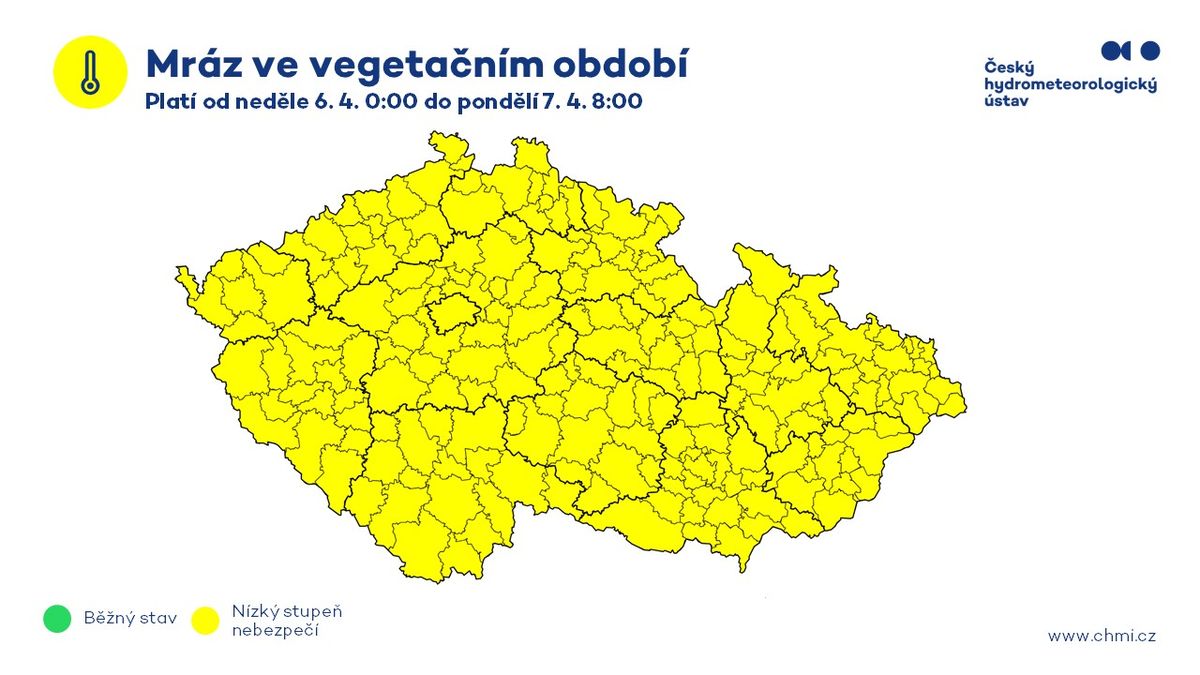 ČHMÚ vydal výstrahu před mrazem