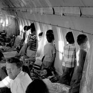 Starší děti v letadlech sledovaly z okýnek cestu do Spojených států amerických. Celkem byly plánovány tři desítky letů.