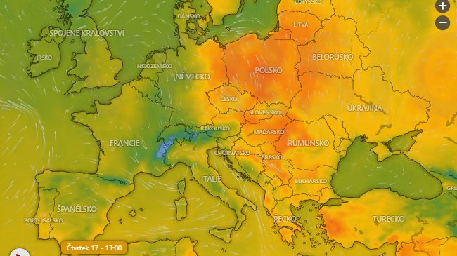 Evropu rozděluje teplotní kontrast, v Pobaltí je tepleji než ve Španělsku