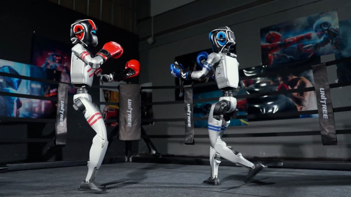 Veletrh v Číně zaujal boxerským zápasem humanoidních robotů